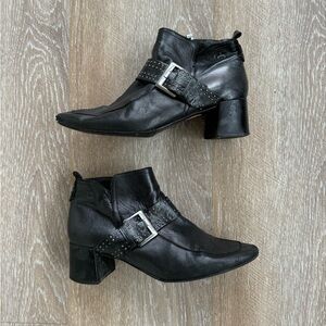 Gerry Weber Black Leather Studded Ankle Boots Size 7